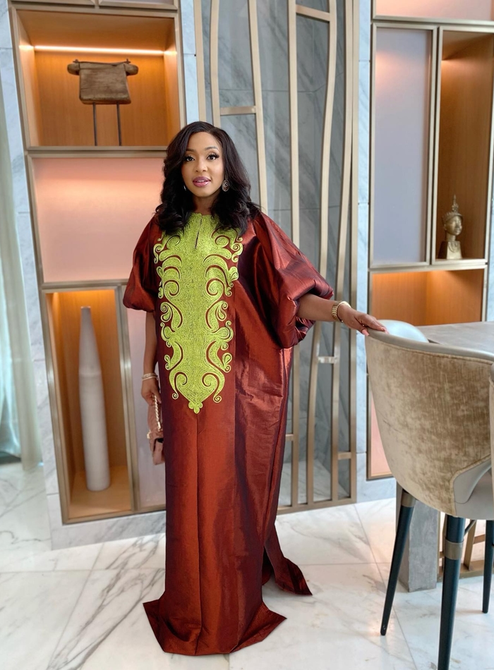 Surreal Bronze Embroidered Boubou Dress African Kaftan Dress