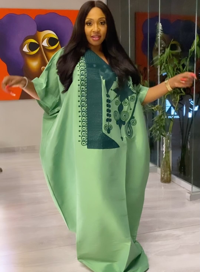 Elegant Green Embroidered Boubou Dress African Kaftan Dress Bubu Dress For Women Women Kaftan African Boubou