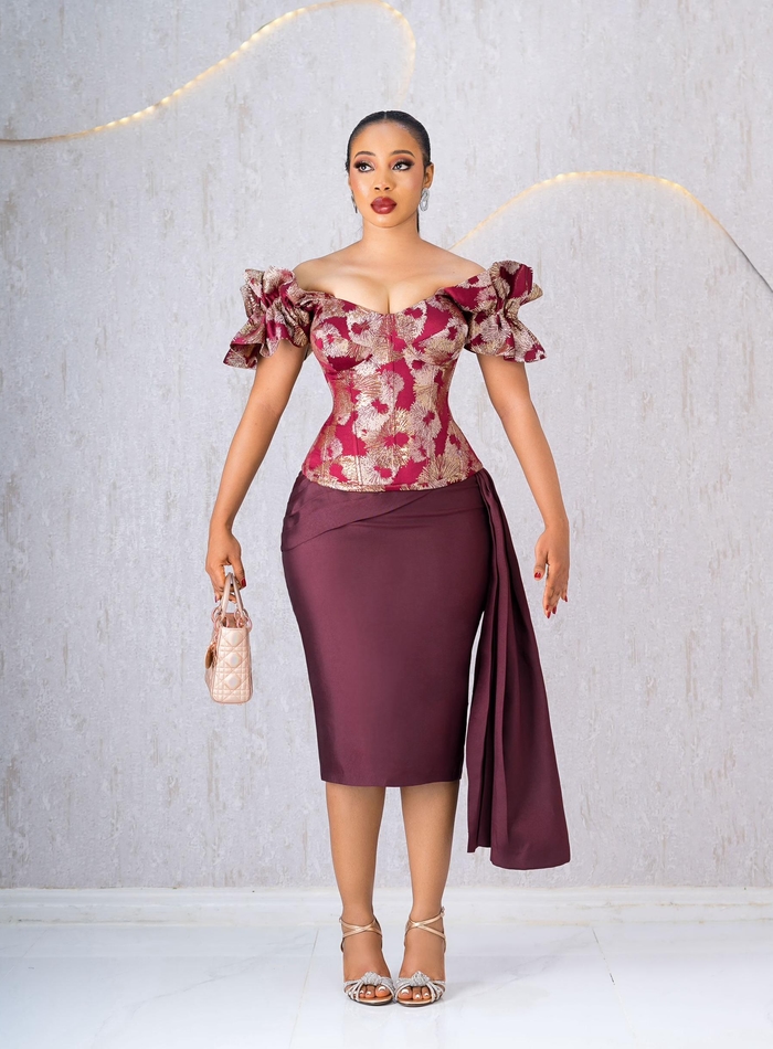 WINE DAMASK SKIRT + WINE MIKADO SKIRT