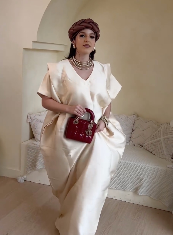 CHIC WHITE BANKE BUBU DRESS TURBAN African Kaftan Dress, Bubu