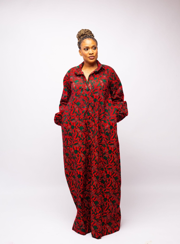 Uzoaku Maxi Shirt Dress - African Maxi Dress, Ankara Print