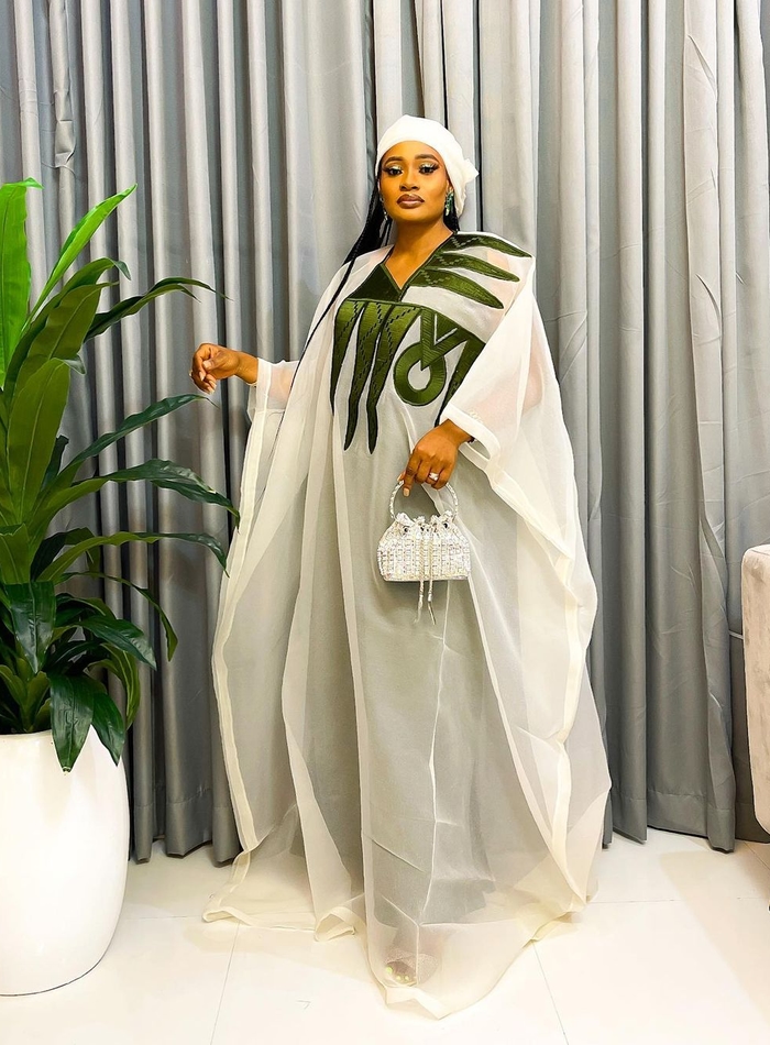 Luxe Sheer Agbada African Kaftan Dress, Bubu Dress For Women