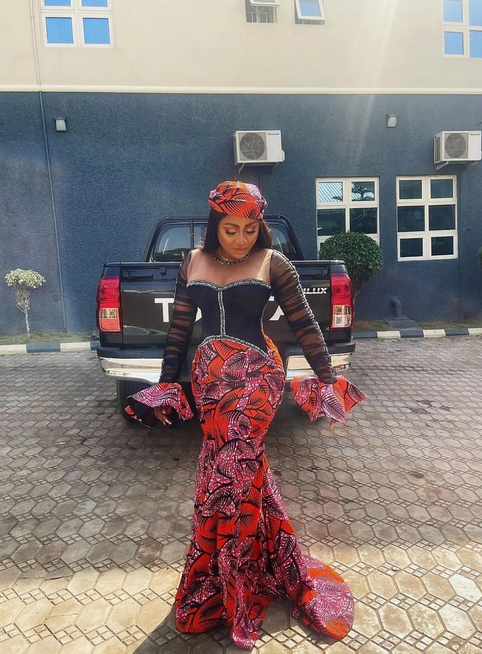 Beaded Corset Ankara Gown